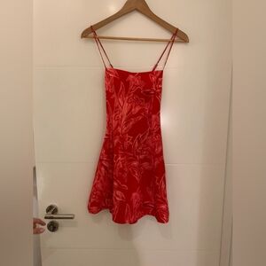 Red Floral Spaghetti Strap Dress